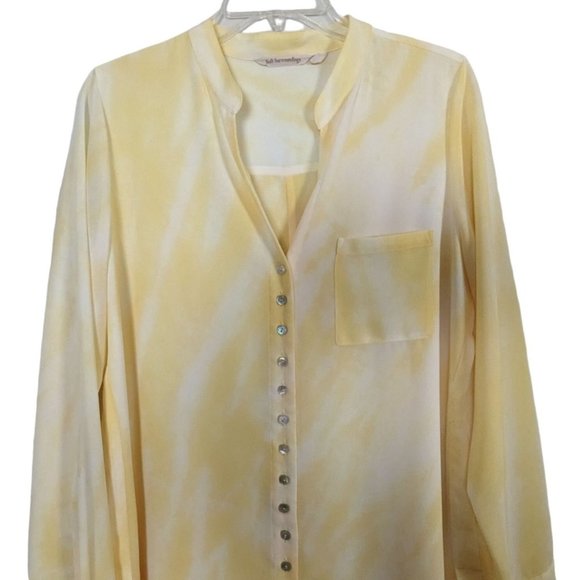 Soft Surroundings long sleeve button up yellow long length blouse size M - Picture 3 of 8